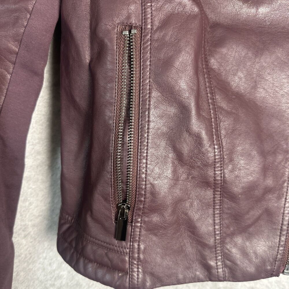 Edgy Women’s Purple Long Sleeve Faux Leather Motorcycle Jacket Sz M - Picture 7 of 13